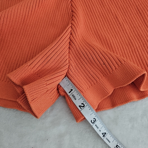 BY.DYLN Eadie Rib Knit Shorts Bright Orange High Rise Size M - Picture 8 of 9